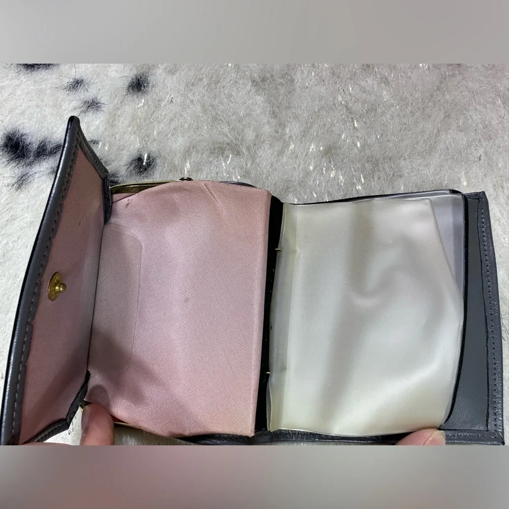 Princess Garden Women’s Vintage Premium Gray Cowhide Coin Purse Wallet